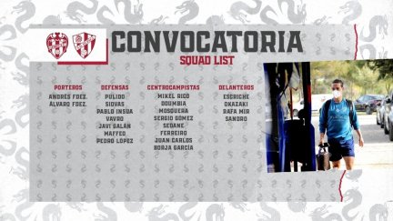 Convocatoria para el enfrentamiento ante el Levante