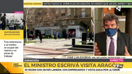 El ministro Escrivá durante su entrevista en Aragón TV.