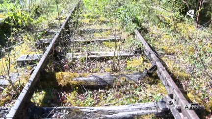 Tramo de la línea Zaragoza-Canfranc-Pau actualmente abandona.da en la parte francesa