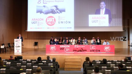 El presidente del Gobierno de Aragón en la inauguración del octavo Congreso Regional de UGT Aragón.