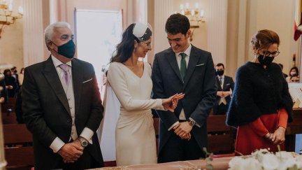 Olga Mur y Ángel Velasco el día de su boda.