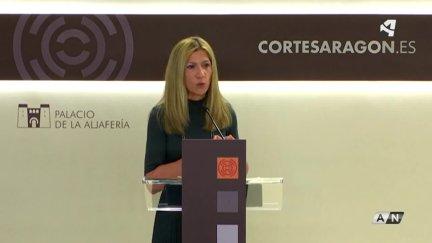 Mar Vaquero, durante su intervención en las Cortes de Aragón