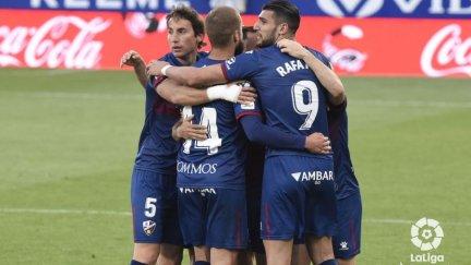 La SD Huesca durante el último partido. Foto: LaLiga.