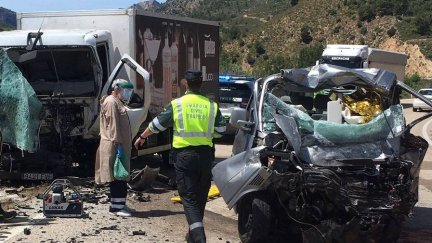 El accidente producido este miércoles en la A-226, en Mas de las Matas (Teruel).