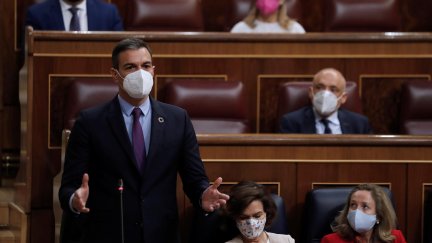 El presidente del Gobierno, Pedro Sánchez, durante su intervención en la sesión de control al Ejecutivo de este miércoles en el Congreso. (EFE)