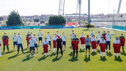 Los jugadores de la Selección Española tras la vacunación