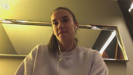 Irene Burillo, durante su charla con Aragón Deporte desde su hotel en Londres.