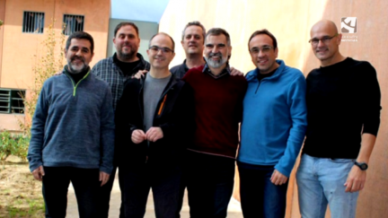 Imagen de siete de los nueve presos indultados por el proceso independentista en Cataluña.