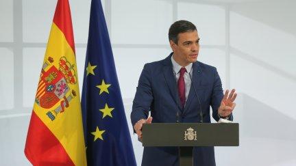 El presidente del Gobierno, Pedro Sánchez, durante una comparecencia.