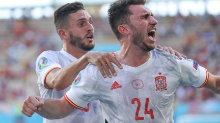 Laporte celebra el segundo tanto de esta tarde. Foto: Selección Española de Fútbol.