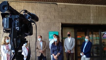 Sira Repollés en rueda de prensa en Calatayud.
