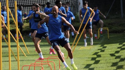 La plantilla ejercitándose en Benasque.