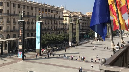 Vista de la Plaza del Pilar desde el balcón del Ayuntamiento (EP).
