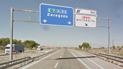La circulación de la A-23 se ha tenido que desviar por la N-330 en este punto. (Foto: Google Maps)