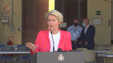 Ursula Von der Leyen, en su comparecencia en la base de Torrejón.