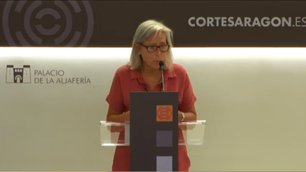 La portavoz de Educación del PP, Pilar Cortés, durante la rueda de prensa.