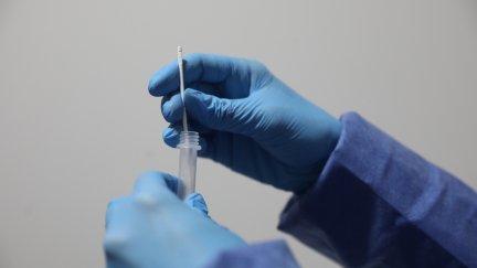 Un sanitario sostiene una probeta tras realizar un test de antígenos. (EP)