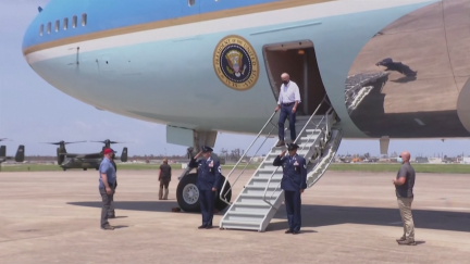 El presidente de EE.UU., Joe Biden, llegando este viernes a Nueva Orleans. (Reuters)