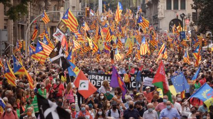 Miles de personas participan en la manifestación convocada por la ANC en Barcelona con motivo de la Diada del 11 de septiembre (EFE).
