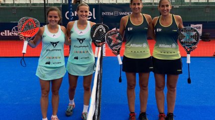 Las hermanas Sánchez Alayeto antes de iniciarse la semifinal.
