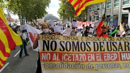 Manifestantes aragoneses este sábado en Madrid.