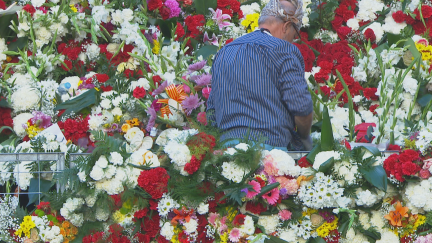 Operario en la Ofrenda de Flores.