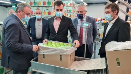 Visita del consejero de Agricultura, Ganadería y Medio Ambiente, Joaquín Olona, a las instalaciones de Frutas Torres Molins, en Zaidín.