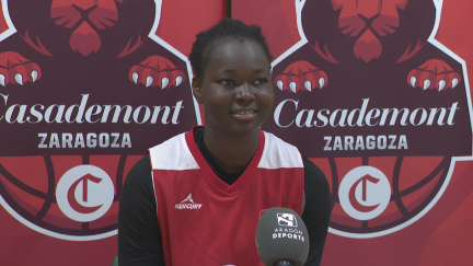 Aminata Sangaré en rueda de prensa.