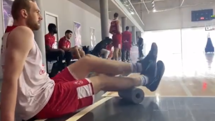 Hlinason, en un momento del entrenamiento. Foto: Casademont Zaragoza.