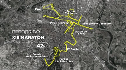 Recorrido del Maratón de Zaragoza 2021.