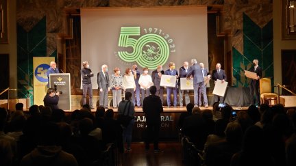 Momento en el que los presidentes que ha tenido el club han sido homenajeados.