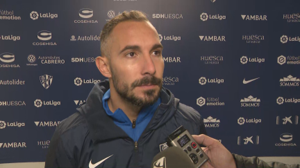 David Ferreiro, en la zona mixta de El Alcoraz.