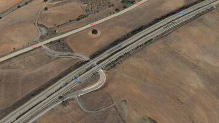 Imagen aérea de la A-23 entre San Agustín y Albentosa. (Google Maps).