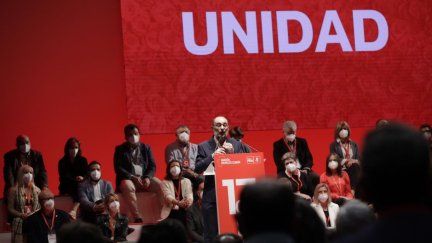Javier Lambán, secretario general del PSOE Aragón, este domingo. (Foto: PSOE)