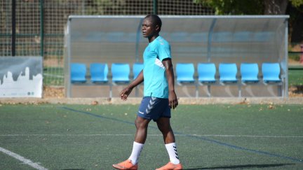 Hellen Mubanga durante un entrenamiento.
