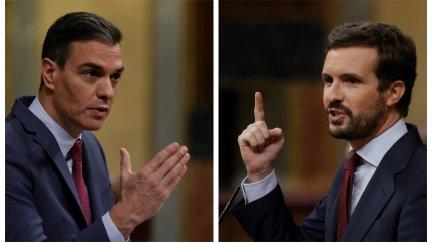 Pedro Sánchez y Pablo Casado, durante la Sesión de Control. (Fotos: EFE)