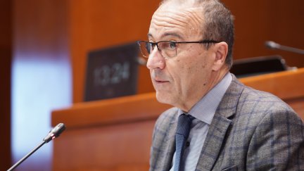 El consejero de Educación, Cultura y Deporte, Felipe Faci, este miércoles en la Comisión de Hacienda. (CORTES DE ARAGÓN)
