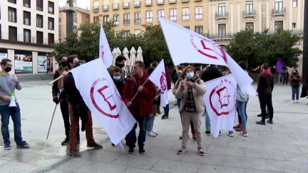 Concentración de protesta de los estudiantes este jueves en Zaragoza.