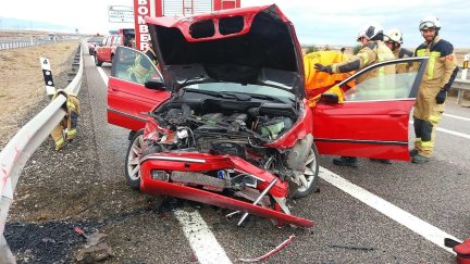 Imagen de archivo de un accidente con heridos en Calatorao, Zaragoza (EP).