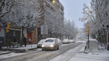 Imagen de las calles de Huesca tras el paso de la borrasca Filomena.
