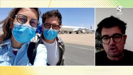 Los aragoneses Daniel Lostao y Marta Manso, a su vuelta de Sudáfrica.