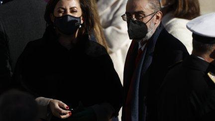 El presidente de Aragón, Javier Lambán, junto a la presidenta del Gobierno de La Rioja, Concha Andreu. / EUROPA PRESS