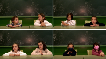 Los niños participantes en 'Cosas de Niños' de izda. a dcha. y de arriba a abajo: Adrián y Lucía, Gabriel y Berta, Izarbe y Jara y Berta y Martina.
