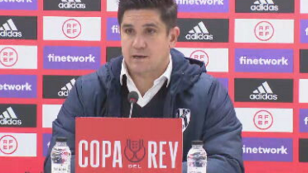 Xisco Muñoz, durante la rueda de prensa. Foto: Aragón Deporte.
