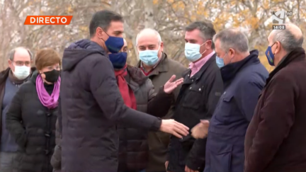 El presidente Pedro Sánchez, justo a su llegada a Pradilla.