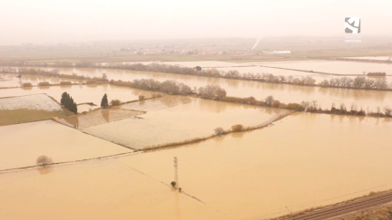 Fotografía tomada con dron este jueves en Gelsa.