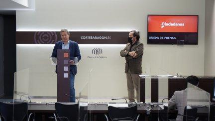 El líder de Cs Aragón, Daniel Pérez Calvo, y el diputado José Luis Saz.