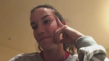 Irene Burillo durante la entrevista en Aragón Deporte.