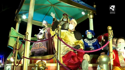 El rey Baltasar en la cabalgata de Reyes en Zaragoza 2022.