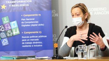 La consejera de Economía, Planificación y Empleo, Marta Gastón, este jueves durante la presentación de los dos planes. / GOBIERNO DE ARAGÓN